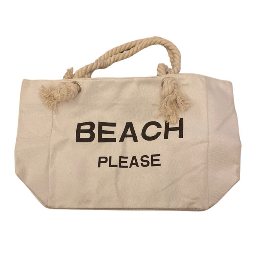TESALATE Beach Please Large Canvas Beach Tote Bag NWT